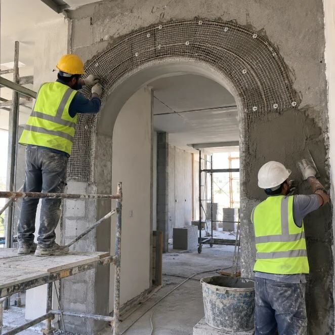 Arched opening — mesh reinforcement and rendering preparation.