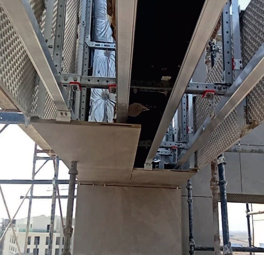 Soffit framing and bulkhead formation.